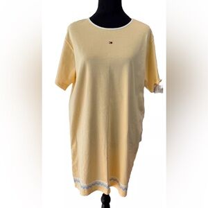 🆕Tommy Hilfiger Yellow midi T-Shirt dress‎ ladies size medium NWT all cotton